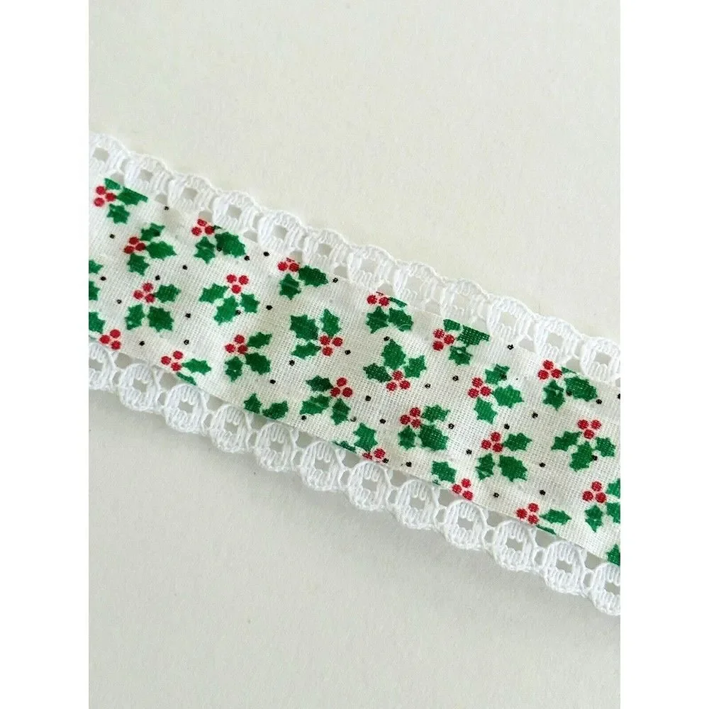 Vintage Christmas Holly & Ivy Lace Edge Trim Xmas Sewing Crafts 1.25 x 10yds